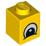 Visuel indicatif Rebrickable de Brique 1 x 1 avec œil plissé Motif imprimé uni noir et blanc (Brick 1 x 1 with Eye Squinting Black and White Plain Print)