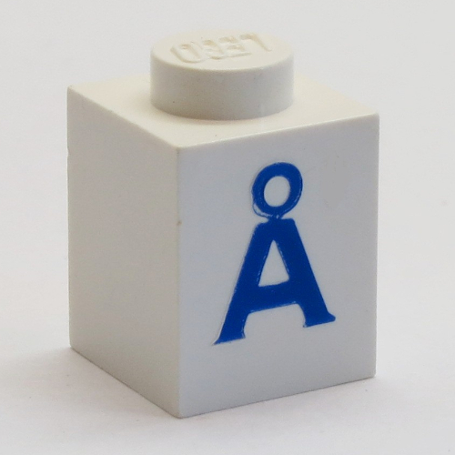 Visuel indicatif Rebrickable de Brique 1 x 1 avec motif imprimé bleu 'Å' (Brick 1 x 1 with Blue 'Å' Print)