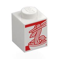 Visuel indicatif Rebrickable de Brique 1 x 1 avec motif imprimé de nouilles rouges (Brick 1 x 1 with Red Noodles Print)