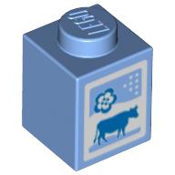 Visuel indicatif Rebrickable de Brique 1 x 1 avec carton de lait, vache, motif imprimé (Brick 1 x 1 with Milk Carton, Cow, Print)