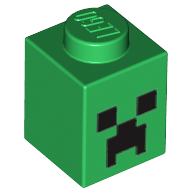 Brique 1 x 1 avec Minecraft Micro Mob Creeper Face motif imprimé (Brick 1 x 1 with Minecraft Micro Mob Creeper Face Print)