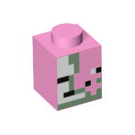 Brique 1 x 1 avec Minecraft Zombie Pigman Face motif imprimé (Brick 1 x 1 with Minecraft Zombie Pigman Face Print)