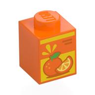Visuel indicatif Rebrickable de Brique 1 x 1 avec boîte de jus d'orange motif imprimé (Brick 1 x 1 with Orange Juice Box Print)