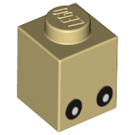 Visuel indicatif Rebrickable de Brique 1 x 1 avec Yeux Noir avec motif imprimé pupilles blanches (Brick 1 x 1 with Eyes Black with White Pupils Print)
