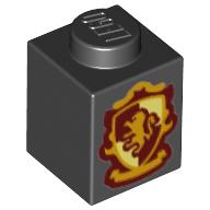Visuel indicatif Rebrickable de Brique 1 x 1 avec gryffondor maison crête de lion imprimé (Brick 1 x 1 with Gryffindor House Lion Crest Print)