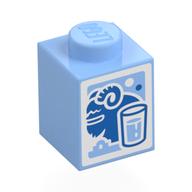 Visuel indicatif Rebrickable de Brique 1 x 1 avec motif imprimé de carton de lait bleu / bantha (Brick 1 x 1 with Blue Milk / Bantha Carton Print)