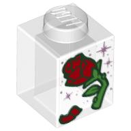 Visuel indicatif Rebrickable de Brique 1 x 1 avec motif imprimé Rose Rouge (Brick 1 x 1 with Red Rose Print)