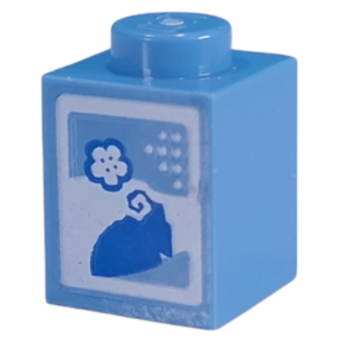 Visuel indicatif Rebrickable de Brique 1 x 1 avec motif imprimé de carton de lait bleu / bantha (Brick 1 x 1 with Blue Milk / Bantha Carton Print)