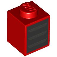 Visuel indicatif Rebrickable de Brique 1 x 1 avec carré/gril noir, lignes argentées motif imprimé (Brick 1 x 1 with Black Square/Grill, Silver Lines Print)