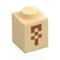 Visuel indicatif Rebrickable de Brique 1 x 1 avec motif imprimé Temple du Désert Minecraft orange foncé (Brick 1 x 1 with Dark orange Minecraft Desert Temple Ankh Print)