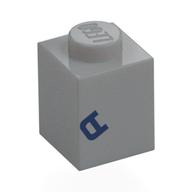 Visuel indicatif Rebrickable de Brique 1 x 1 avec motif imprimé bleu foncé 'A' (Brick 1 x 1 with Dark Blue 'A' Print)
