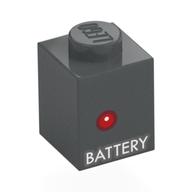 Visuel indicatif Rebrickable de Brique 1 x 1 avec 'BATTERY', motif imprimé rouge Dot (Brick 1 x 1 with 'BATTERY', Red Dot Print)