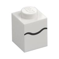 Brique 1 x 1 avec motif gribouillis noir (Brick 1 x 1 with Black Scribble Line Print)