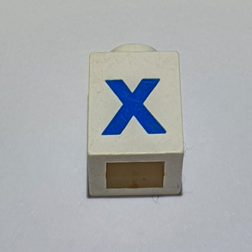Visuel indicatif Rebrickable de Brique 1 x 1 avec motif imprimé bleu 'X' (police noire) (Brick 1 x 1 with Blue 'X' Print (Bold Font))