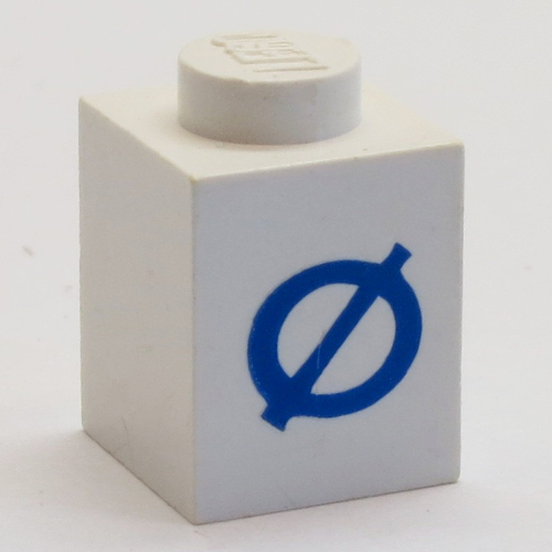 Visuel indicatif Rebrickable de Brique 1 x 1 avec motif imprimé bleu danois 'Ø' (Brick 1 x 1 with Blue Danish 'Ø' Print)