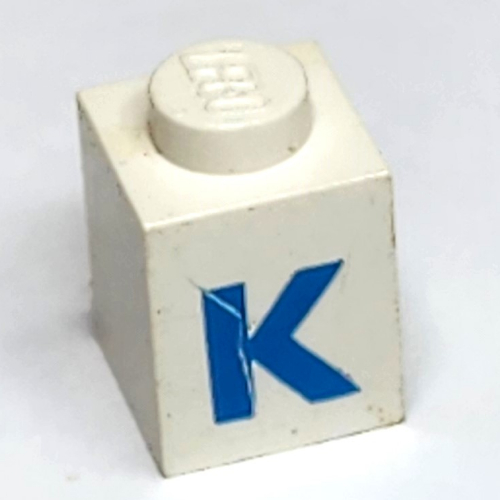 Visuel indicatif Rebrickable de Brique 1 x 1 avec motif imprimé bleu 'K' (police noire) (Brick 1 x 1 with Blue 'K' Print (Bold Font))