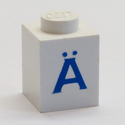 Visuel indicatif Rebrickable de Brique 1 x 1 avec motif imprimé bleu 'Ä' (Brick 1 x 1 with Blue 'Ä' Print)
