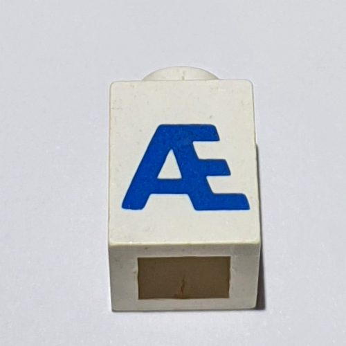 Visuel indicatif Rebrickable de Brique 1 x 1 avec motif imprimé bleu danois 'Æ' (police noire) (Brick 1 x 1 with Blue Danish 'Æ' Print (Bold Font))