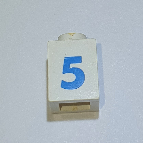 Visuel indicatif Rebrickable de Brique 1 x 1 avec motif imprimé bleu '5' (police noire) (Brick 1 x 1 with Blue '5' Print (Bold Font))