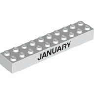 Visuel indicatif Rebrickable de Brique 2 x 10 avec motif imprimé noir 'JANUARY' / 'FEBRUARY' (Brick 2 x 10 with Black 'JANUARY' / 'FEBRUARY' Print)