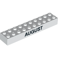 Visuel indicatif Rebrickable de Brique 2 x 10 avec motif imprimé noir 'JULY' / 'AUGUST' (Brick 2 x 10 with Black 'JULY' / 'AUGUST' Print)