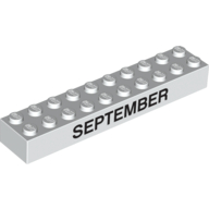 Visuel indicatif Rebrickable de Brique 2 x 10 avec motif imprimé noir 'SEPTEMBER' / 'OCTOBER' (Brick 2 x 10 with Black 'SEPTEMBER' / 'OCTOBER' Print)