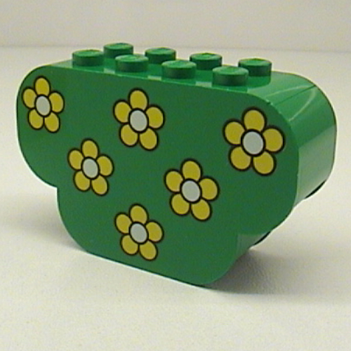 Visuel indicatif Rebrickable de Brique fond incurvé 2 x 6 x 3 triple avec motif imprimé Fleurs Jaunes (Brick Curved 2 x 6 x 3 Triple Curved Bottom with Yellow Flowers Print)