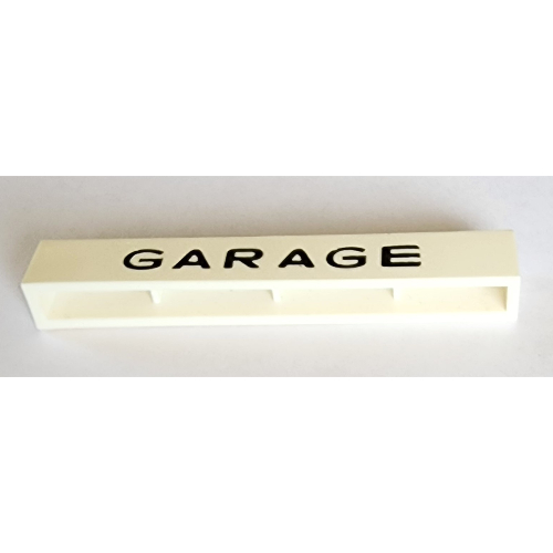 Visuel indicatif Rebrickable de Brique 1 x 8 avec 'GARAGE' moyen sans empattement noir imprimé (Brick 1 x 8 with 'GARAGE' Medium Sans-Serif Black Print)