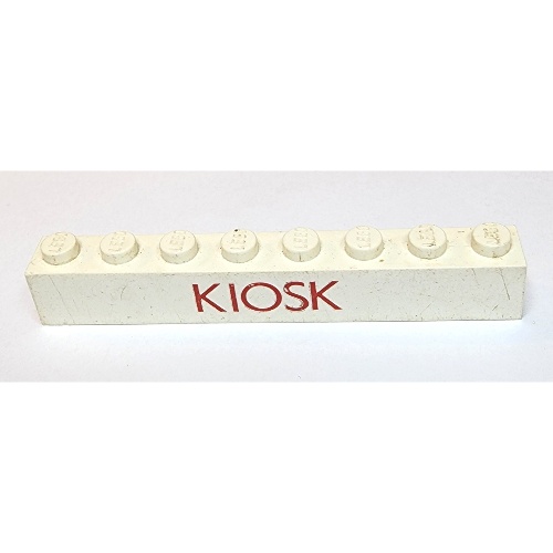 Visuel indicatif Rebrickable de Brique 1 x 8 avec motif imprimé rouge fin 'KIOSK' (Brick 1 x 8 with 'KIOSK' Thin Red Print)
