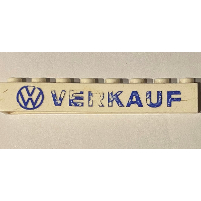 Visuel indicatif Rebrickable de Brique 1 x 8 avec motif imprimé bleu 'VW VERKAUF' (Brick 1 x 8 with 'VW VERKAUF' Blue Print)