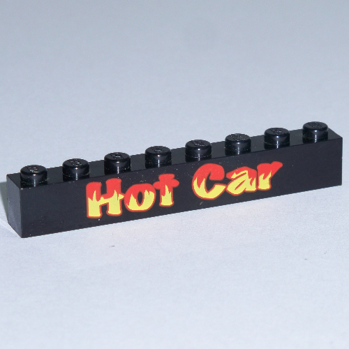 Visuel indicatif Rebrickable de Brique 1 x 8 avec motif imprimé 'Hot Car' (Brick 1 x 8 with 'Hot Car' Print)