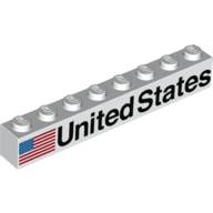 Visuel indicatif Rebrickable de Brique 1 x 8 avec drapeau américain, imprimé 'UNITED STATES' (Brick 1 x 8 with American Flag, 'UNITED STATES' Print)