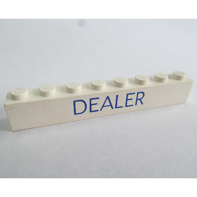 Visuel indicatif Rebrickable de Brique 1 x 8 avec motif imprimé bleu fin 'DEALER' (Brick 1 x 8 with 'DEALER' Thin Blue Print)