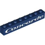 Visuel indicatif Rebrickable de Brique 1 x 8 avec motif imprimé blanc 'Concorde' (Brick 1 x 8 with White 'Concorde' Print)