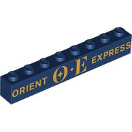 Visuel indicatif Rebrickable de Brique 1 x 8 avec motif imprimé Or 'ORIENT EXPRESS' (Brick 1 x 8 with Gold 'ORIENT EXPRESS' Print)