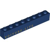 Visuel indicatif Rebrickable de Brique 1 x 8 avec motif imprimé 'VOITURE - LITS' en or (Brick 1 x 8 with Gold 'VOITURE - LITS' Print)