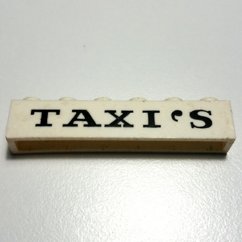 Visuel indicatif Rebrickable de Brique 1 x 6 avec motif imprimé noir fin 'TAXI'S' (Brick 1 x 6 with 'TAXI'S' Thin Black Print)
