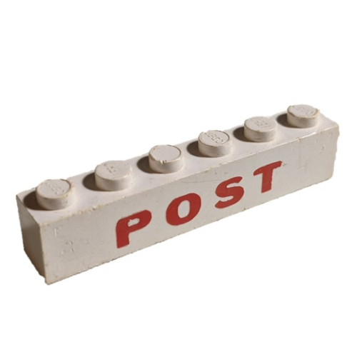 Visuel indicatif Rebrickable de Brique 1 x 6 avec motif imprimé rouge 'POST' (Brick 1 x 6 with 'POST' Red Print)