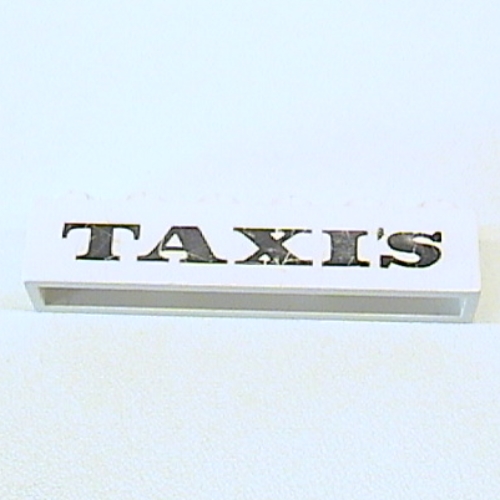 Visuel indicatif Rebrickable de Brique 1 x 6 avec motif imprimé noir serif 'TAXI'S' (Brick 1 x 6 with 'TAXI'S' Serif Bold Black Print)