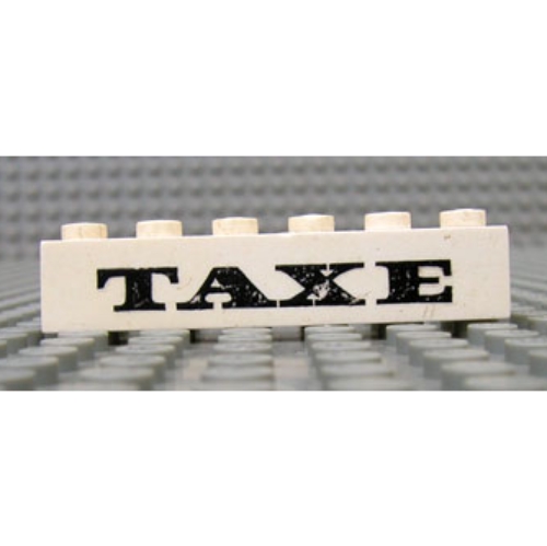 Visuel indicatif Rebrickable de Brique 1 x 6 avec motif imprimé 'TAXE' (Brick 1 x 6 with 'TAXE' Print)