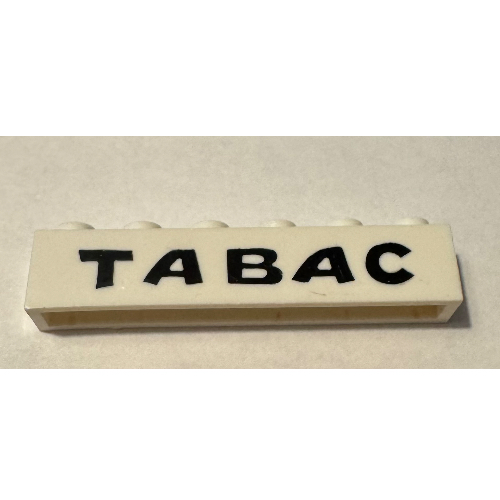 Visuel indicatif Rebrickable de Brique 1 x 6 avec motif imprimé 'TABAC' (Brick 1 x 6 with 'TABAC' Print)