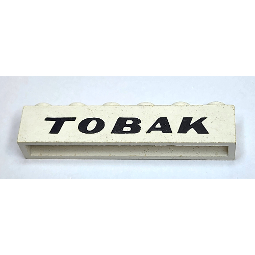 Visuel indicatif Rebrickable de Brique 1 x 6 avec motif imprimé noir italique 'TOBAK' (Brick 1 x 6 with 'TOBAK' Italic Black Print)