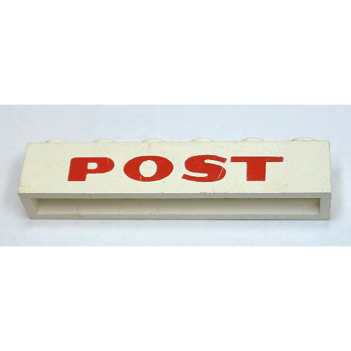 Visuel indicatif Rebrickable de Brique 1 x 6 avec motif imprimé rouge épais 'POST' (Brick 1 x 6 with 'POST' Thick Red Print)