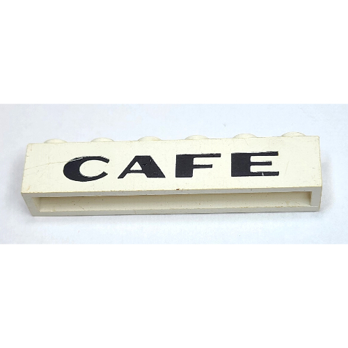 Visuel indicatif Rebrickable de Brique 1 x 6 avec inscription 'CAFE' en caractères épais sans empattement (Brick 1 x 6 with 'CAFE' Sans-Serif Thick Print)