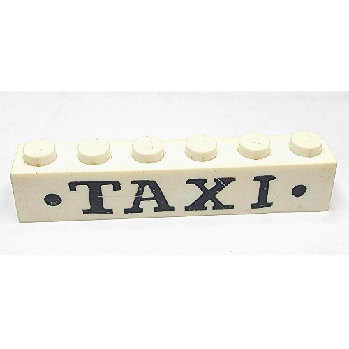 Visuel indicatif Rebrickable de Brique 1 x 6 avec motif imprimé 'TAXI' (Brick 1 x 6 with 'TAXI' Dots Black Print)