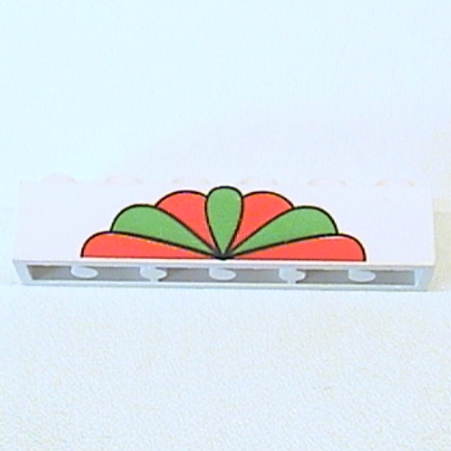 Visuel indicatif Rebrickable de Brique 1 x 6 avec motif imprimé de pétales rouges et verts (Brick 1 x 6 with Red and Green Petals Print)