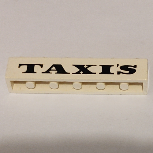 Visuel indicatif Rebrickable de Brique 1 x 6 avec motif imprimé noir serif 'TAXI'S' (Brick 1 x 6 with 'TAXI'S' Serif Bold Black Print)