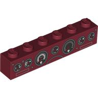 Visuel indicatif Rebrickable de Brique 1 x 6 avec tableau de bord Cadrans motif imprimé (Brick 1 x 6 with Dashboard Dials Print)