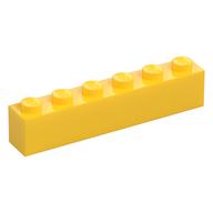 Visuel indicatif Rebrickable de Brique 1 x 6 avec motif imprimé noir 'TAXI' (Brick 1 x 6 with Black 'TAXI' Print)