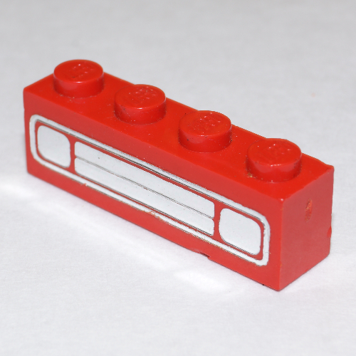 Visuel indicatif Rebrickable de Brique 1 x 4 avec motif imprimé de grille de voiture en argent chromé [embossé] (Brick 1 x 4 with Chrome Silver Car Grill Print [Embossed])